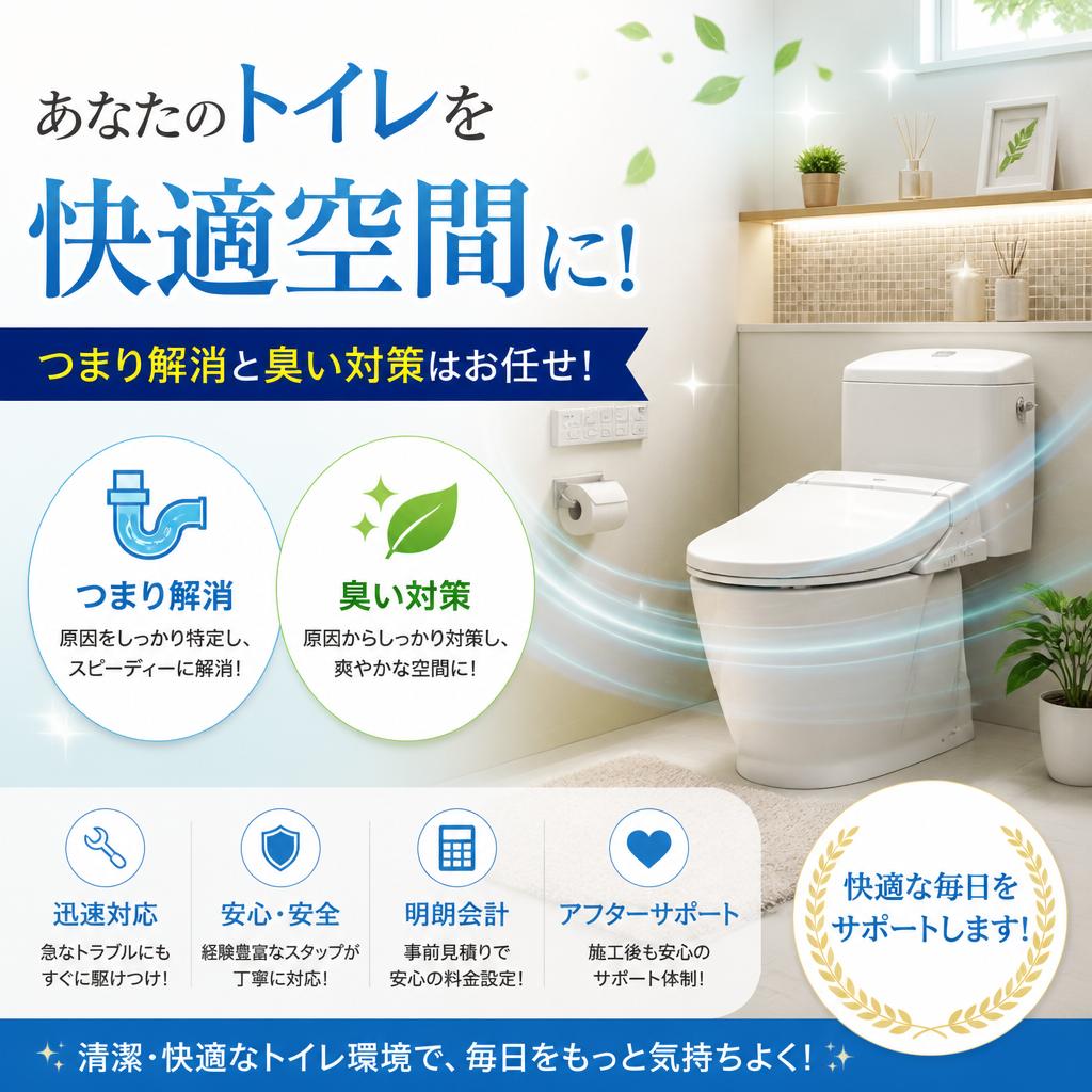 あなたのトイレを快適空間に! つまり解消と臭い対策はお任せ!