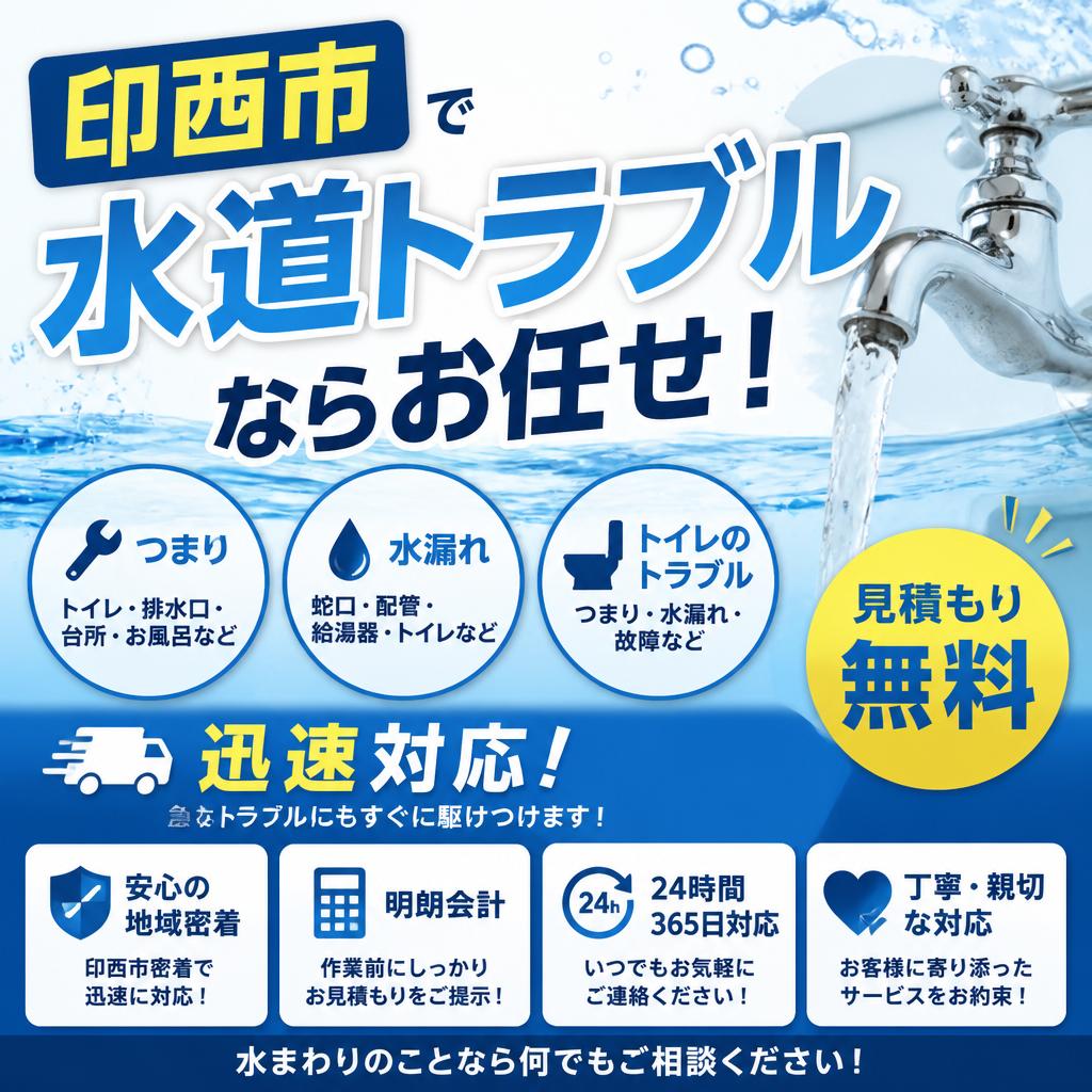 印西市で水道トラブルならお任せ！見積もり無料で迅速対応。