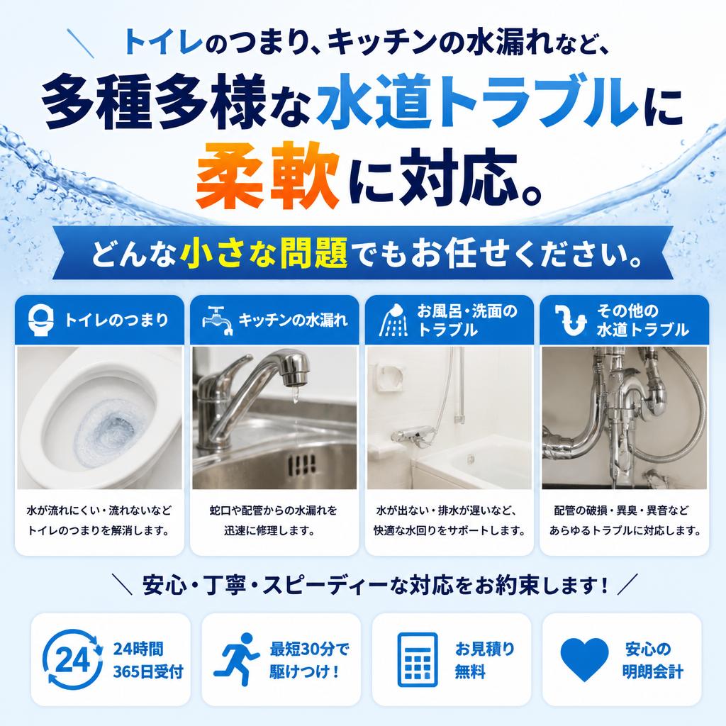トイレやキッチンなど多様な対応