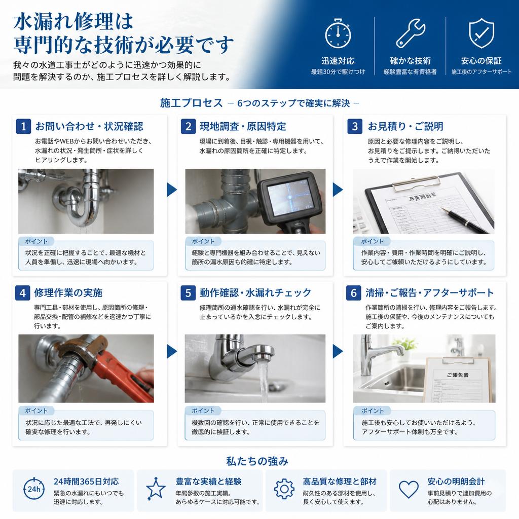 専門技術による水漏れ修理