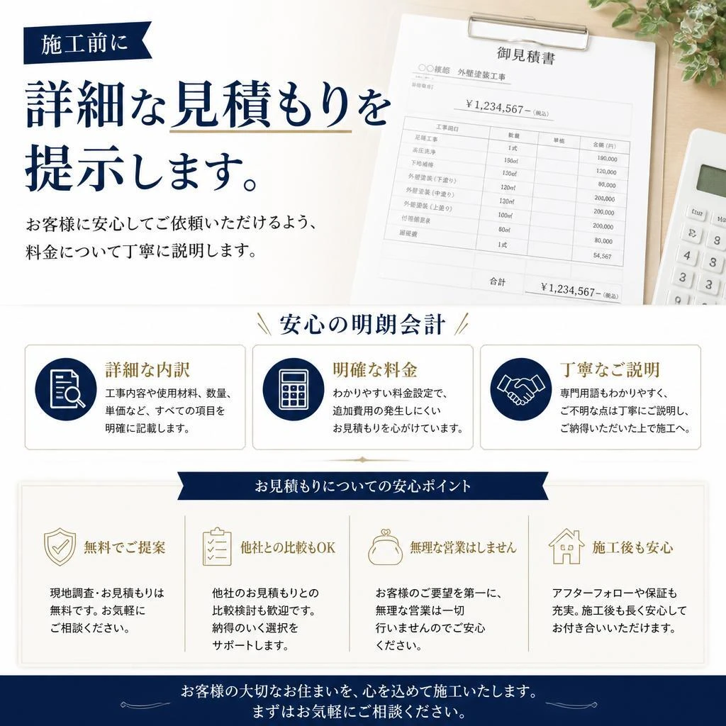 明確な見積もりで安心！