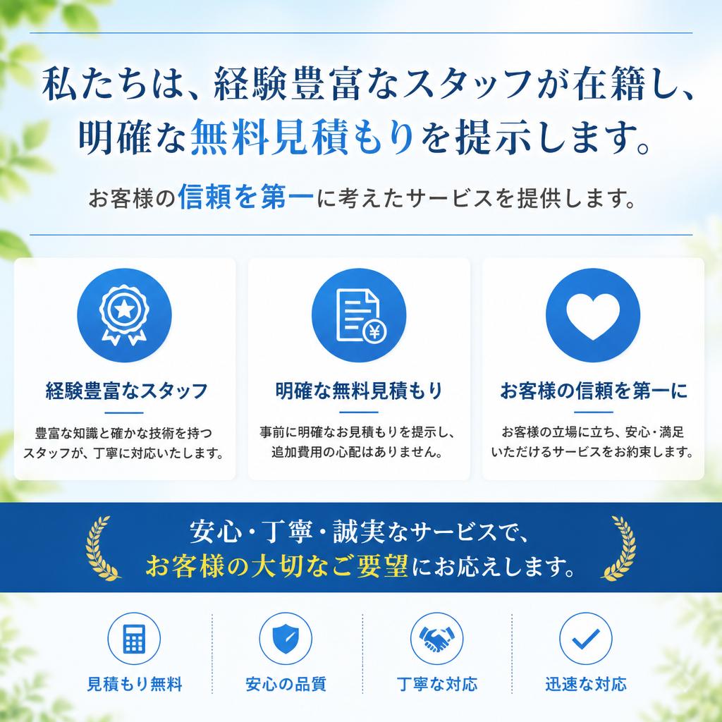 他社との違い、信頼の施工