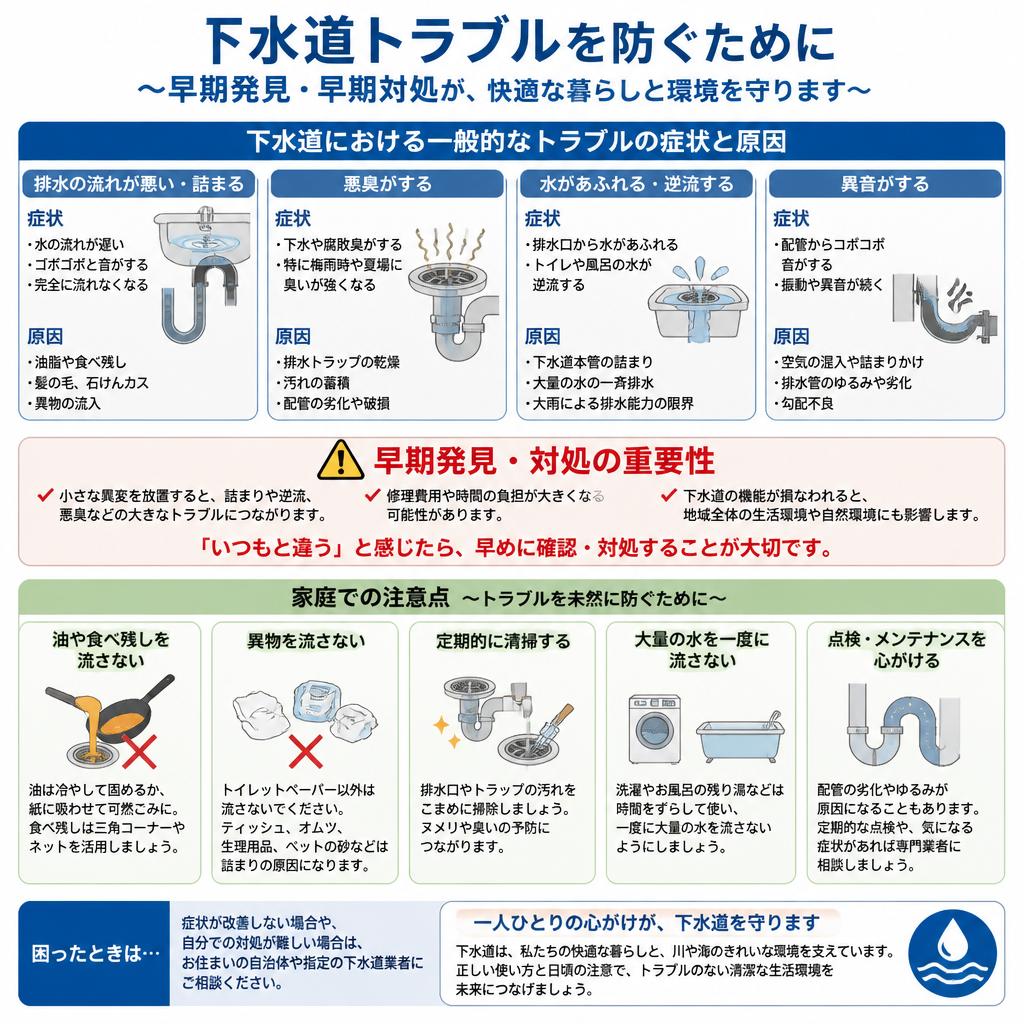 下水道トラブルの主な症状