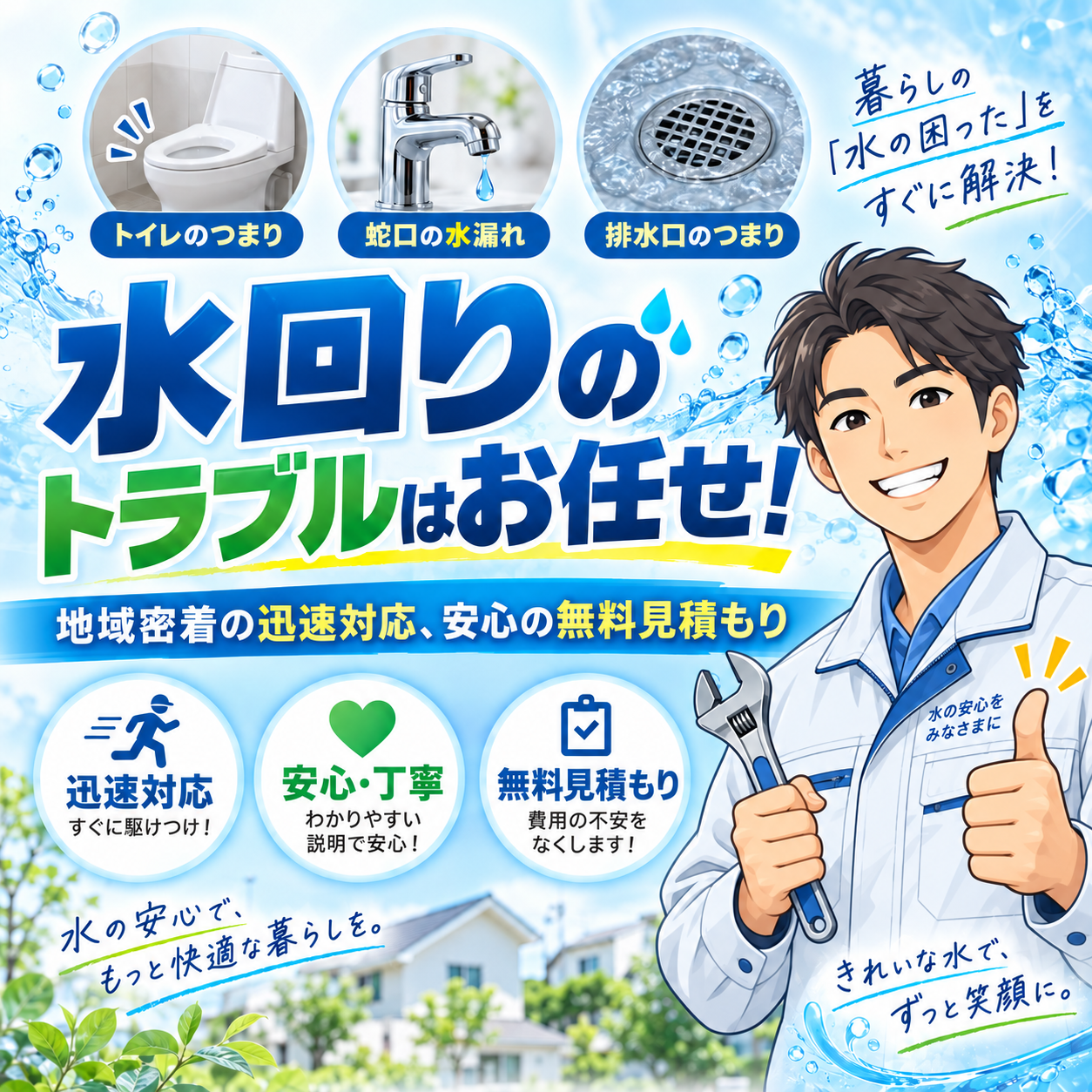 水回りのトラブルはお任せ！
