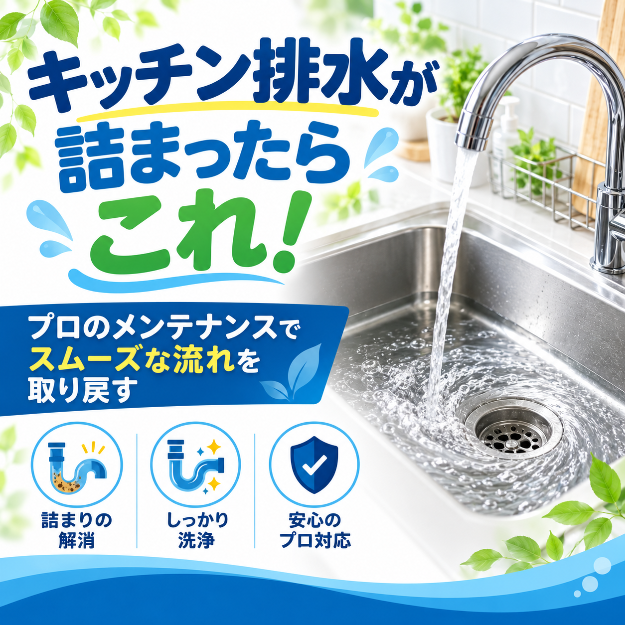 キッチン排水が詰まったらこれ！プロのメンテナンスでスムーズな流れを取り戻す
