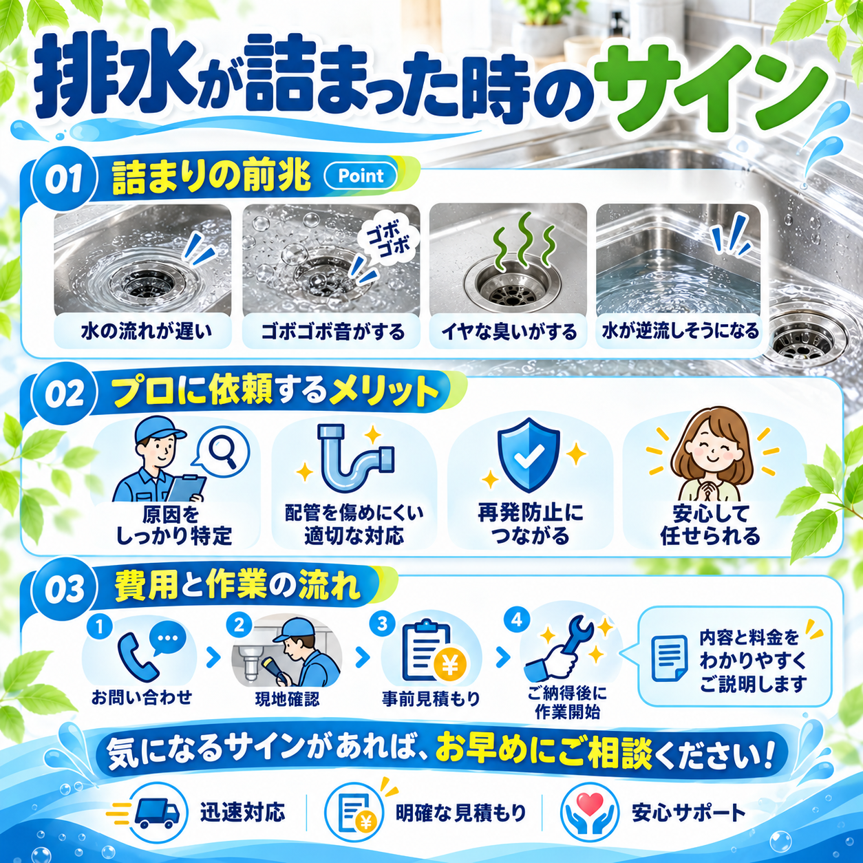 2. 排水が詰まった時のサイン