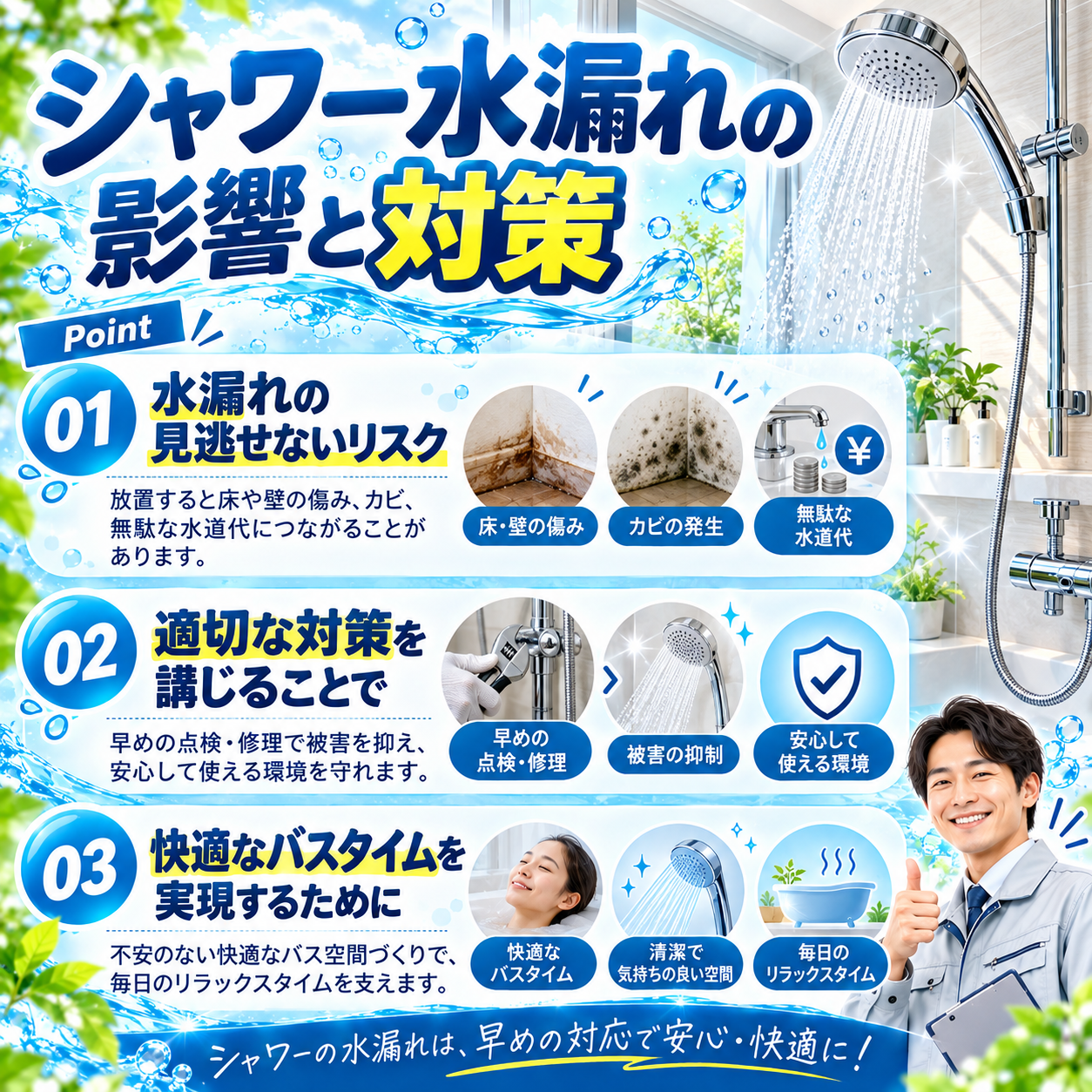 2. シャワー水漏れの影響と対策
