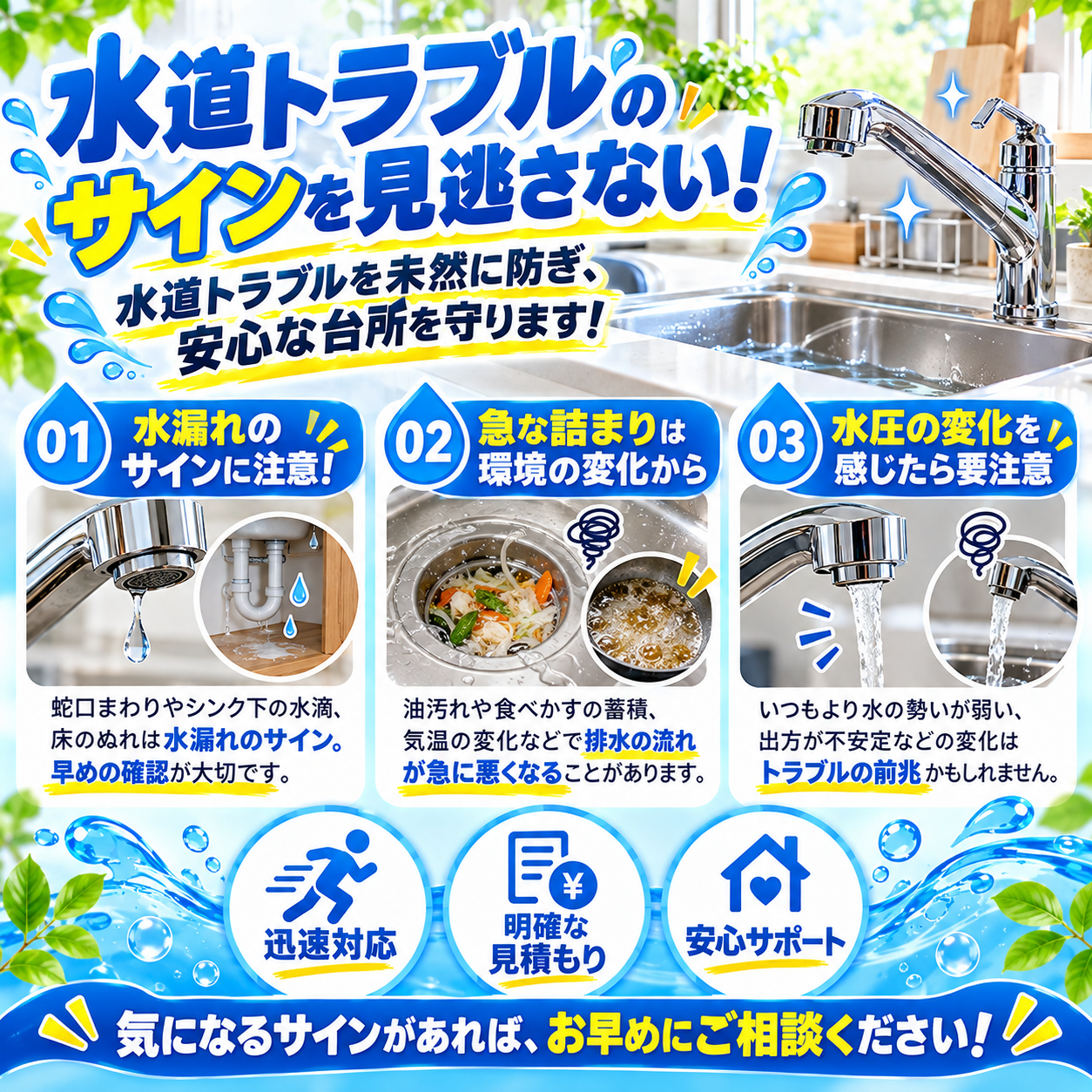 2. 水道トラブルのサインを見逃さない！