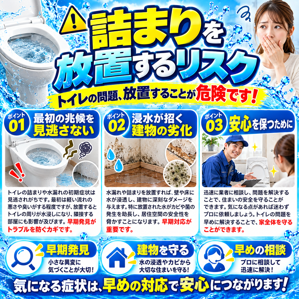 詰まりを放置するリスク