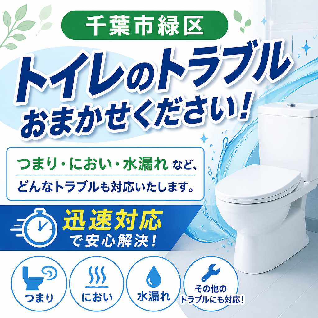 千葉市緑区のトイレトラブルはお任せ！詰まりや臭い、水漏れなど、迅速対応で安心解決。